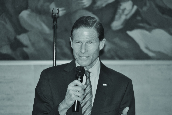 Senator Richard Blumenthal was present at the rally to support fellow Democrats and to tell people to vote.